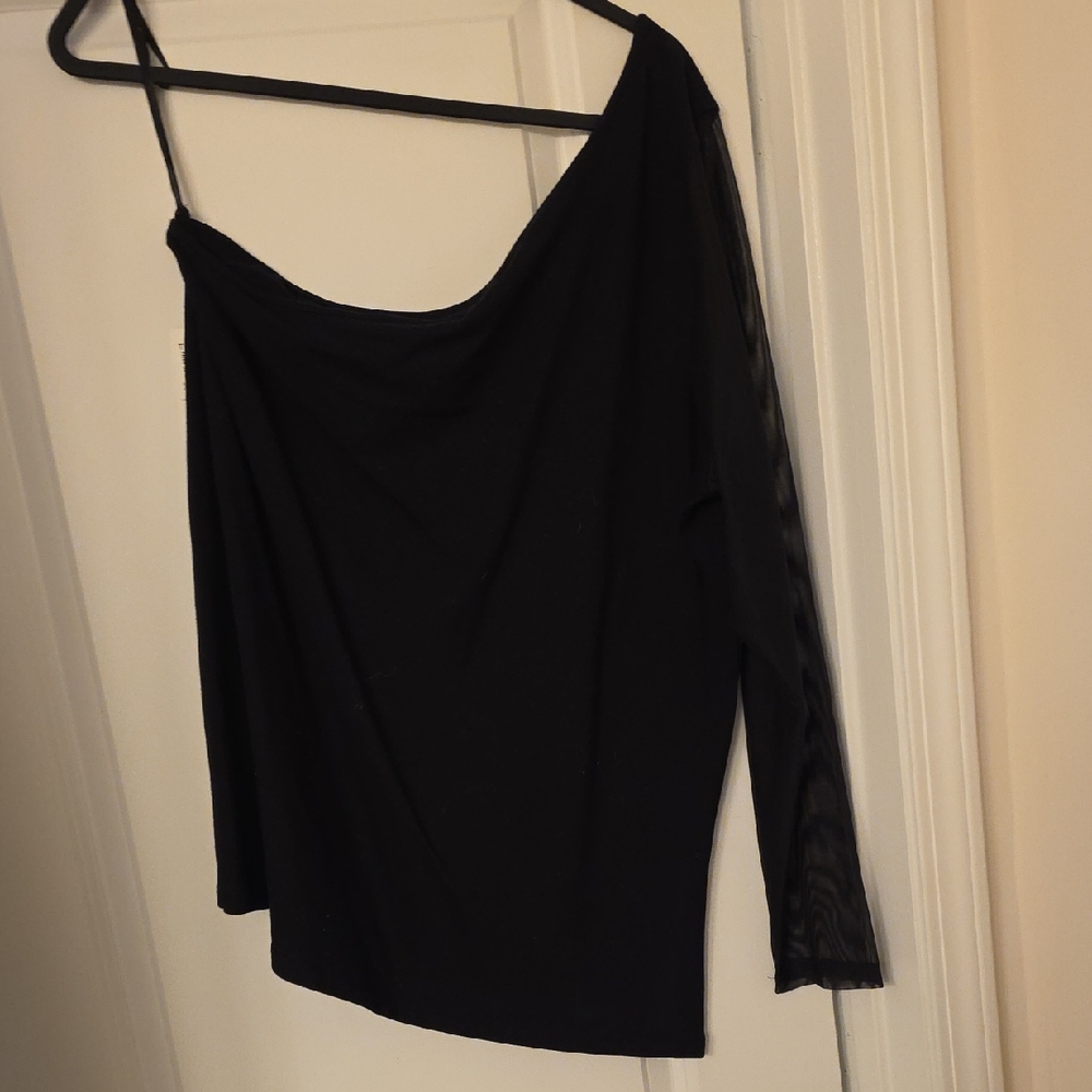 Torrid Black Mesh One-Shoulder Top